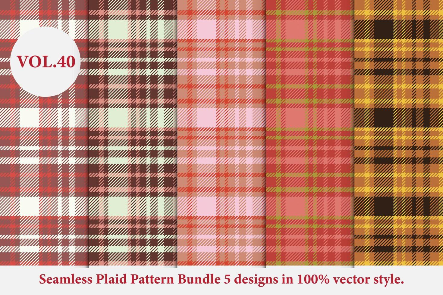 Plaid Pattern Bundle 5 designs Buffalo Vector, Tartan Fabric background wallpaper, Monochrome patterns collection vector