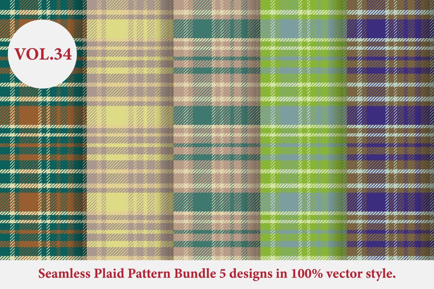 Plaid Pattern Bundle 5 designs Buffalo Vector, Tartan Fabric background wallpaper, Monochrome patterns collection vector