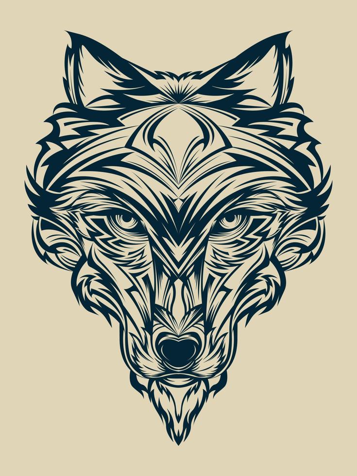 Ornamental Wolf Head Illustration vector