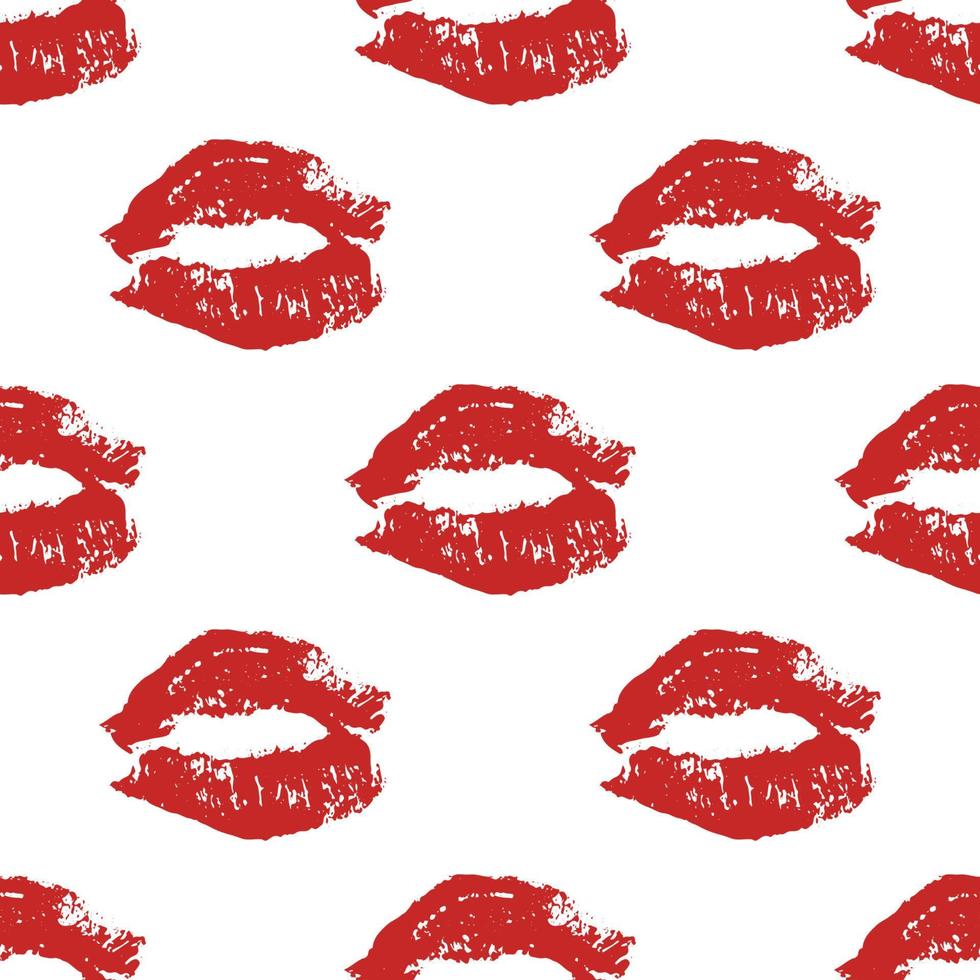 Realistic red sexy lips seamless pattern. Woman s mouth. Vector illustration for labels of cosmetic products, beauty salons, fabric and makeup artists.