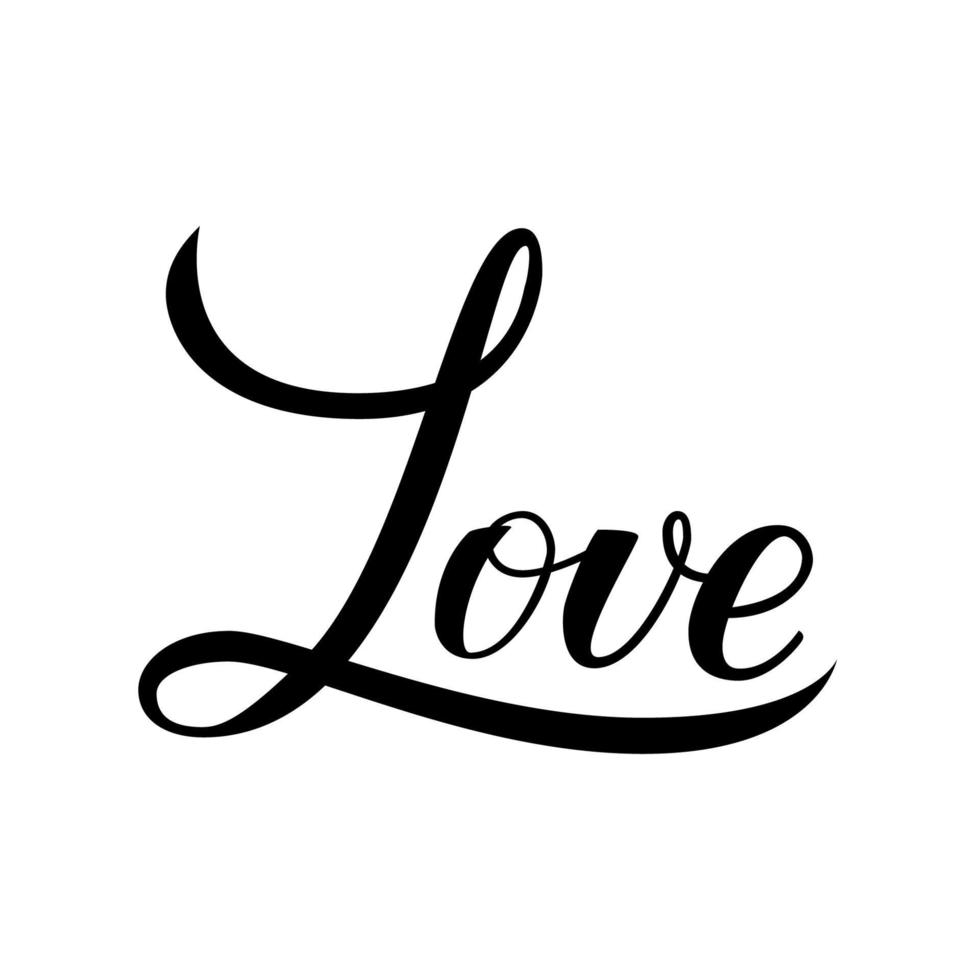 Amo las letras de la mano de la caligrafía aisladas en blanco. cartel de tipografía del día de san valentín. elemento de diseño fácil de editar para banner, invitación, tarjeta de felicitación, pantalones cortos, logotipo, volante, etc. vector