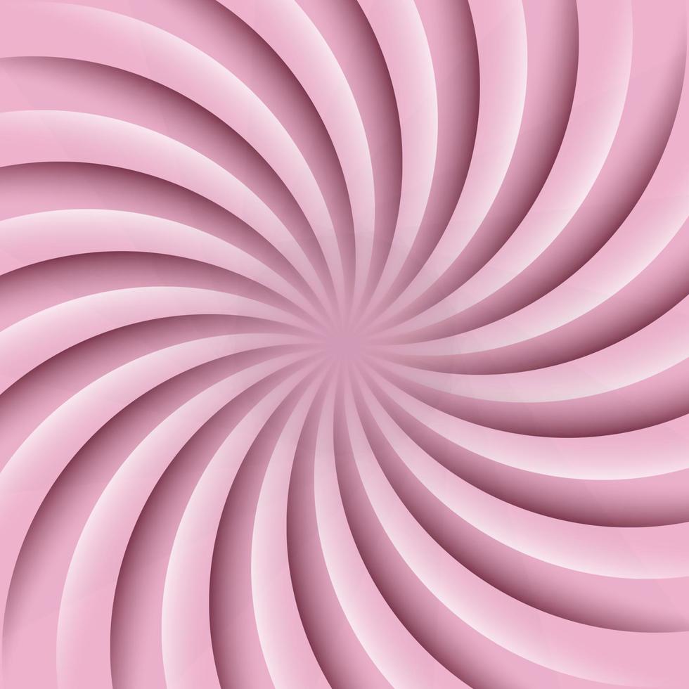 Soft pink and white rotating hypnosis spiral. Twirl abstract background. Optical illusion. Hypnotic psychedelic vector illustration. Concentric rays of light.