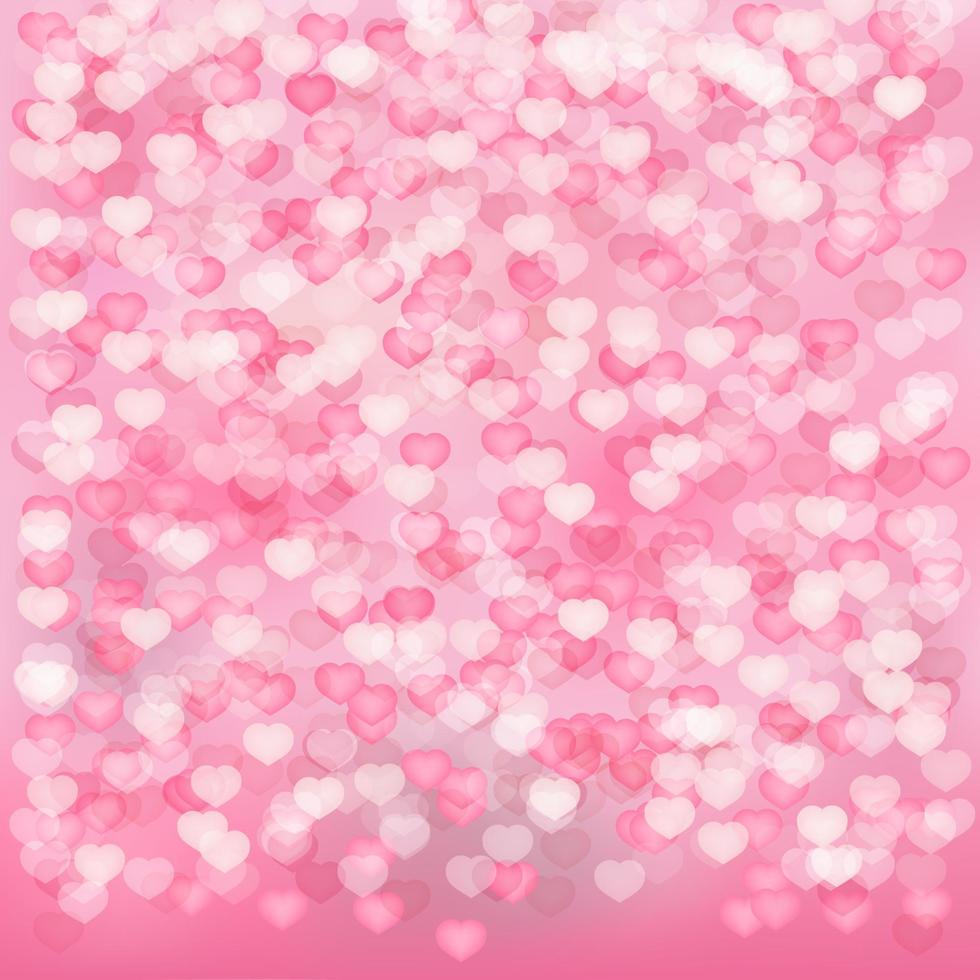 Soft pink hearts confetti background. Valentine s day greeting card. Romantic vector illustration. Easy to edit design template.