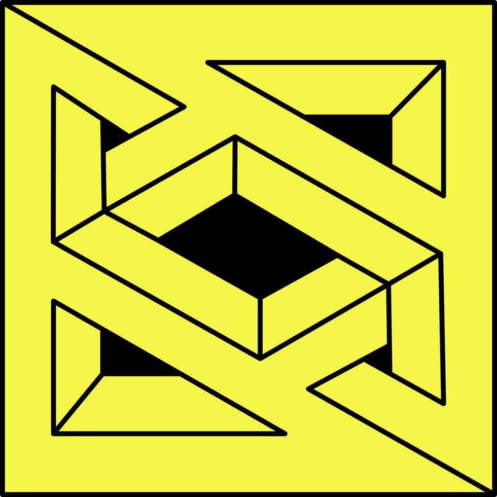 Optical illusion shapes. Optical art object. Impossible figure. Geometry. Escher paradox. vector