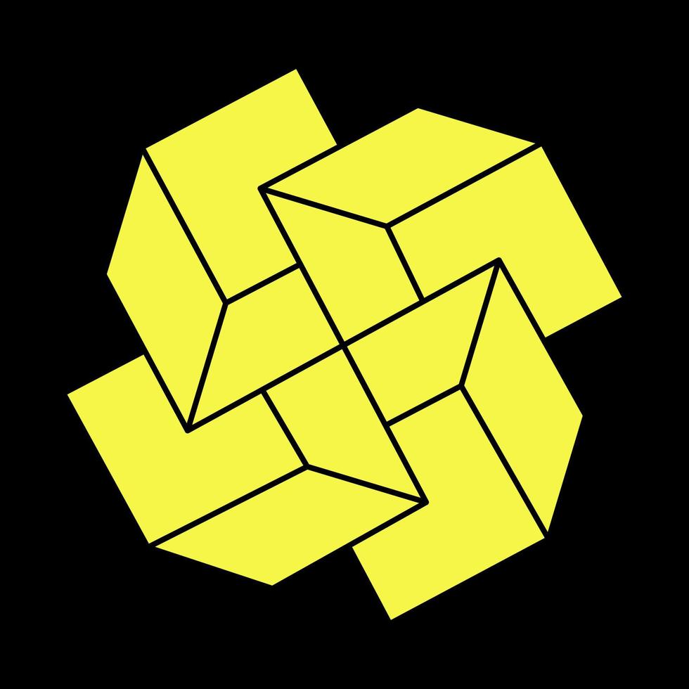 Optical illusion shapes. Impossible objects. Optical art figures. Line art. Escher paradox. Geometry. vector