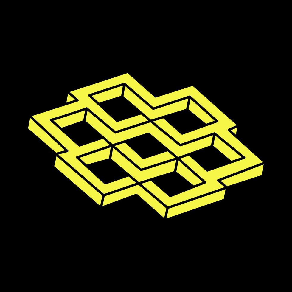 Optical illusion figures. Impossible objects. Line geometric shapes. Escher paradox. Optical art. vector