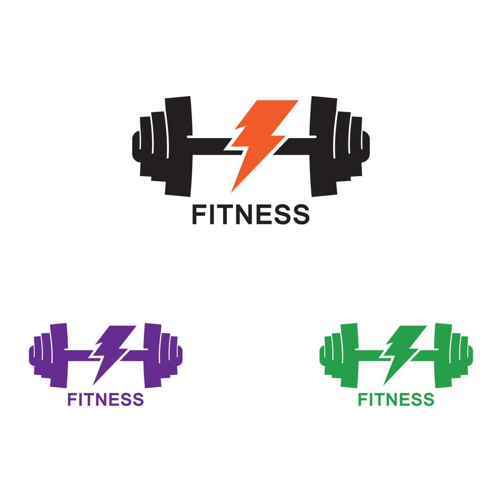 Plantilla de logotipo de gimnasio y fitness, icono de estilo de pesa y barra vector