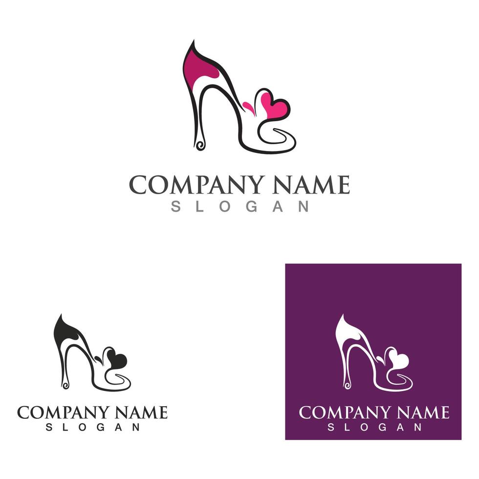 Shoes high woman logo design concept template vector