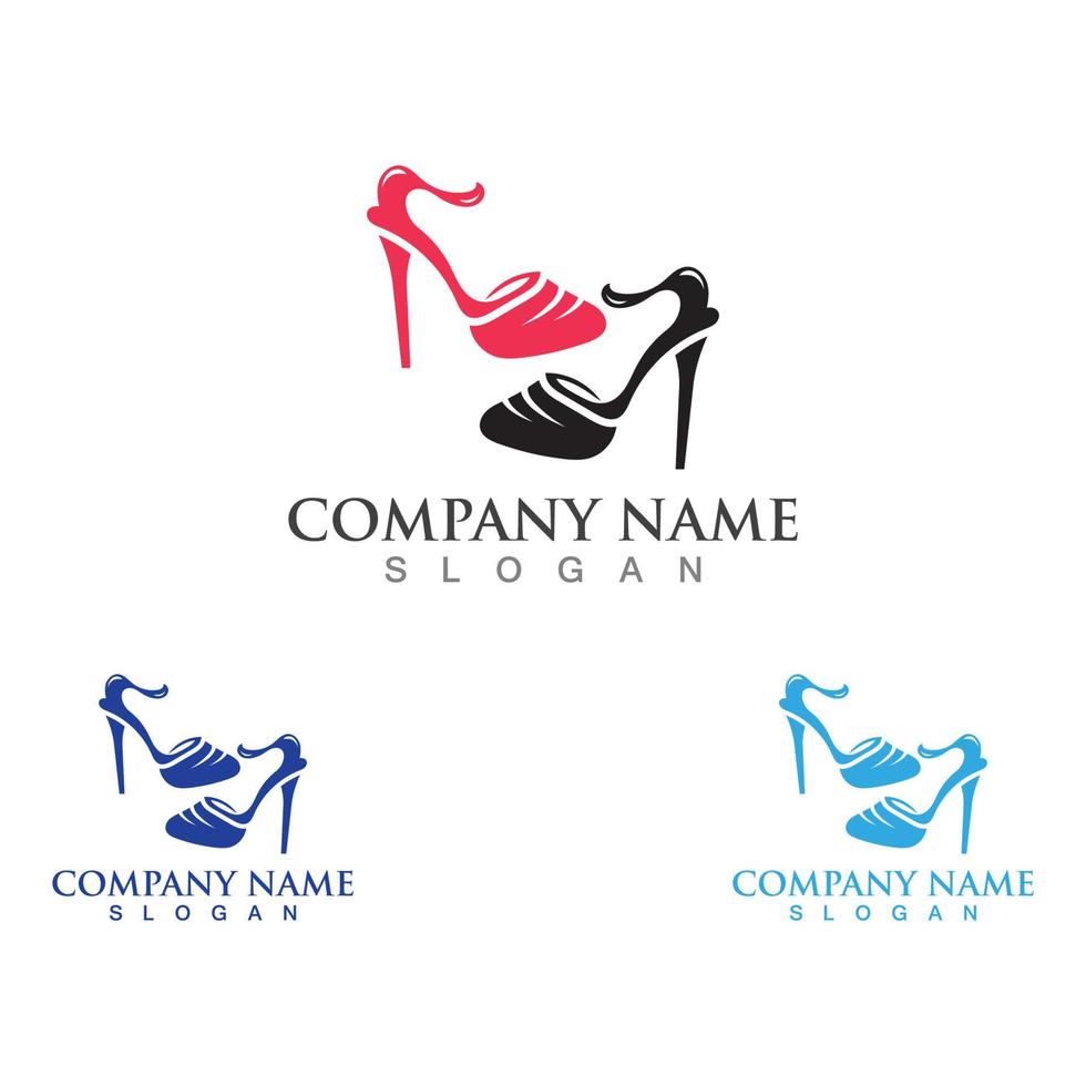 Shoes high woman logo design concept template vector