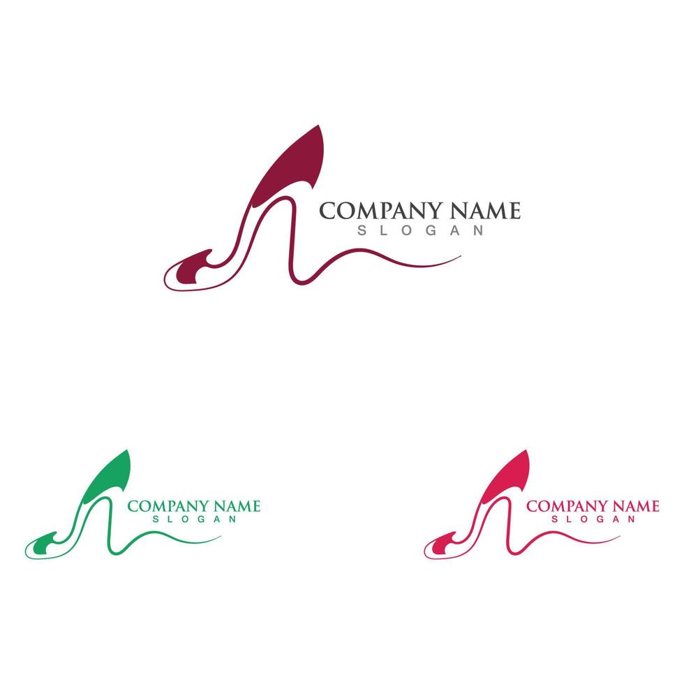 Shoes high woman logo design concept template vector