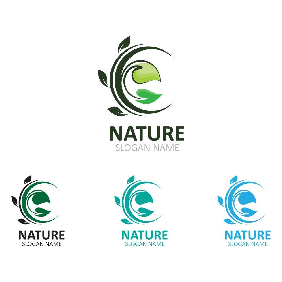 Nature logo Image green tropical leaves illustration design vector