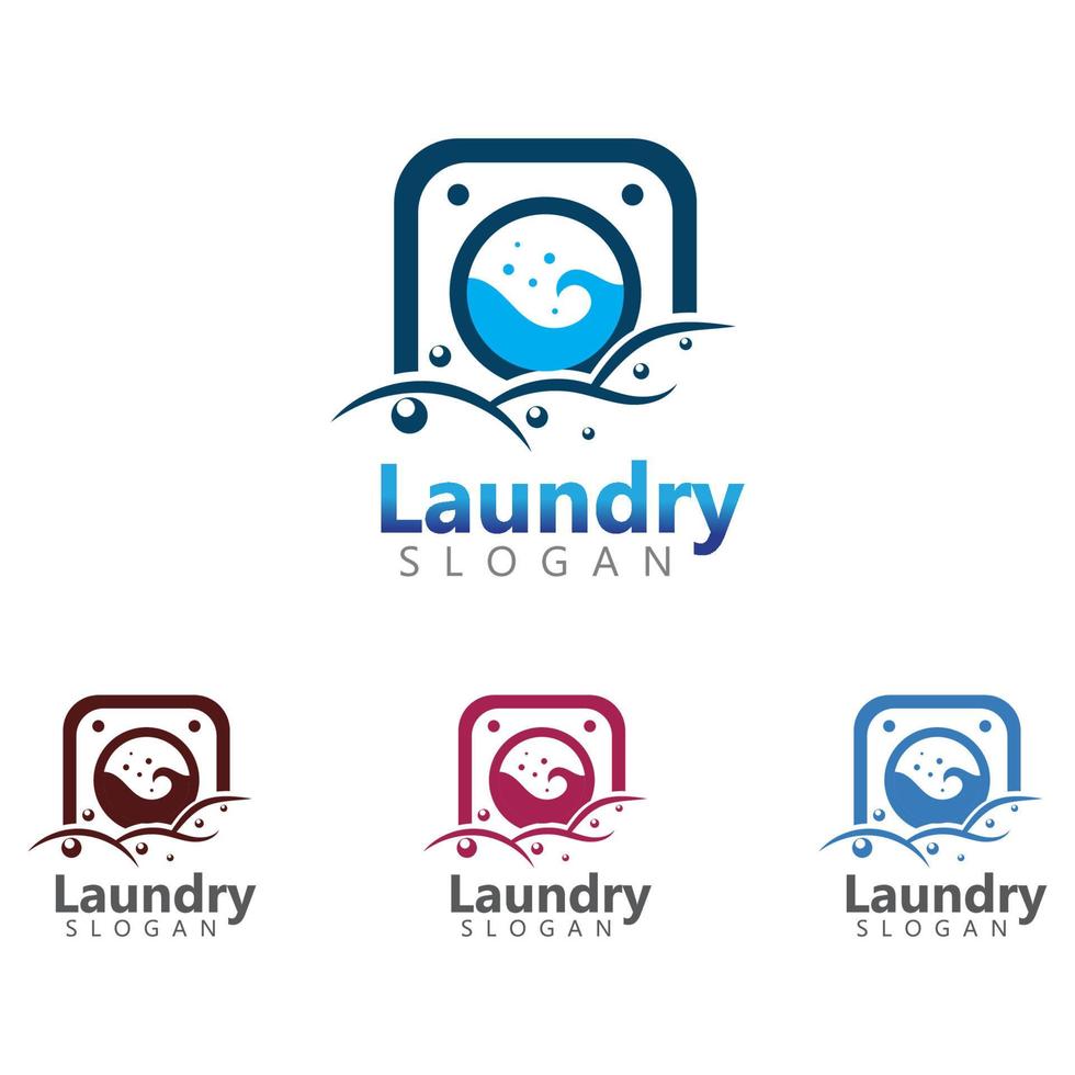 Logotipo de la máquina de lavandería para el diseño de plantillas de ilustración empresarial vector