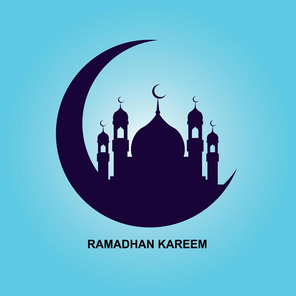 Ramadan Kareem, Eid Mubarak Islamic design of the moon and mosque dome silhouette with the pattern. vector