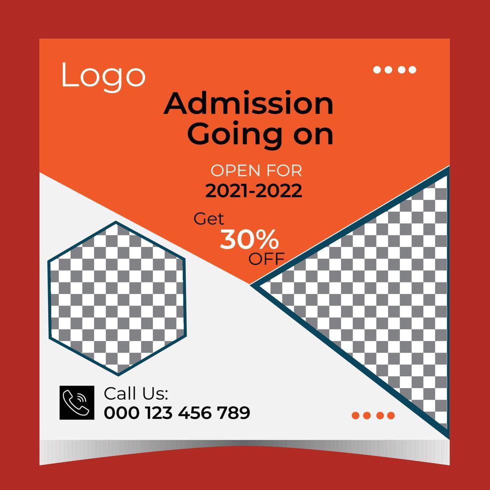 Back to school admission social media post vector