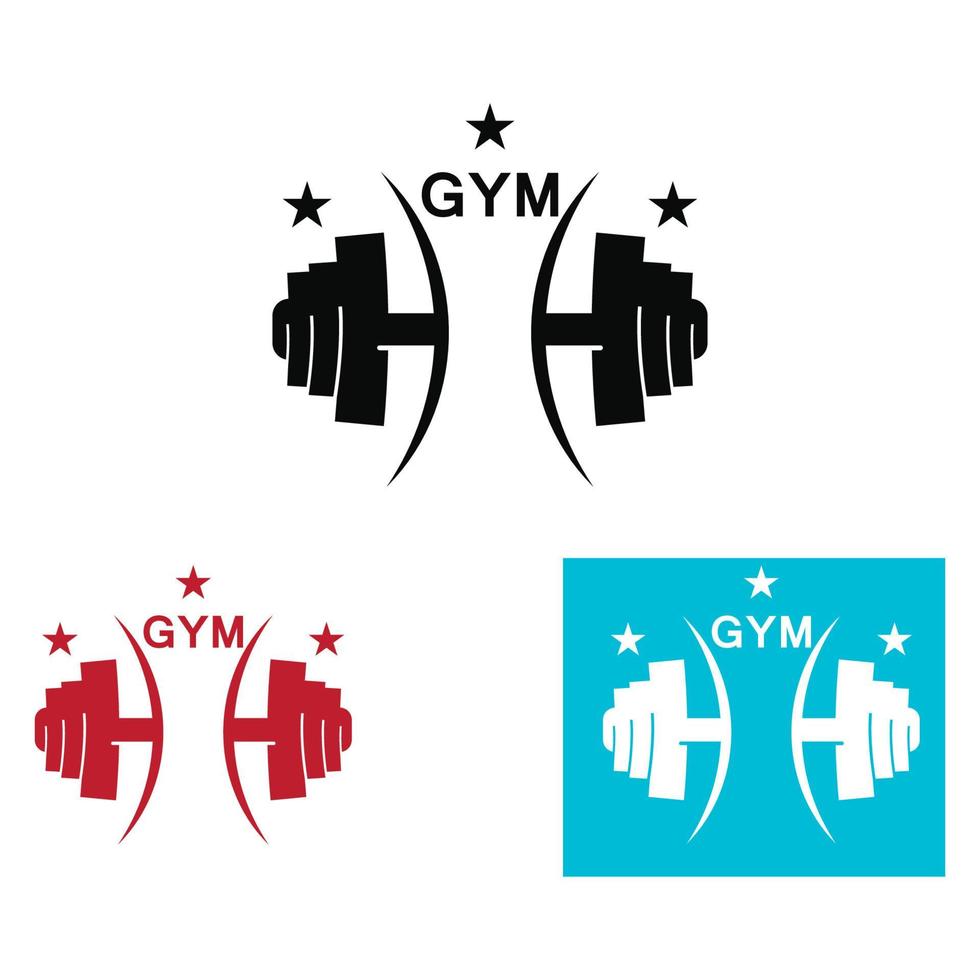 Plantilla de logotipo de gimnasio y fitness, icono de estilo de pesa y barra vector