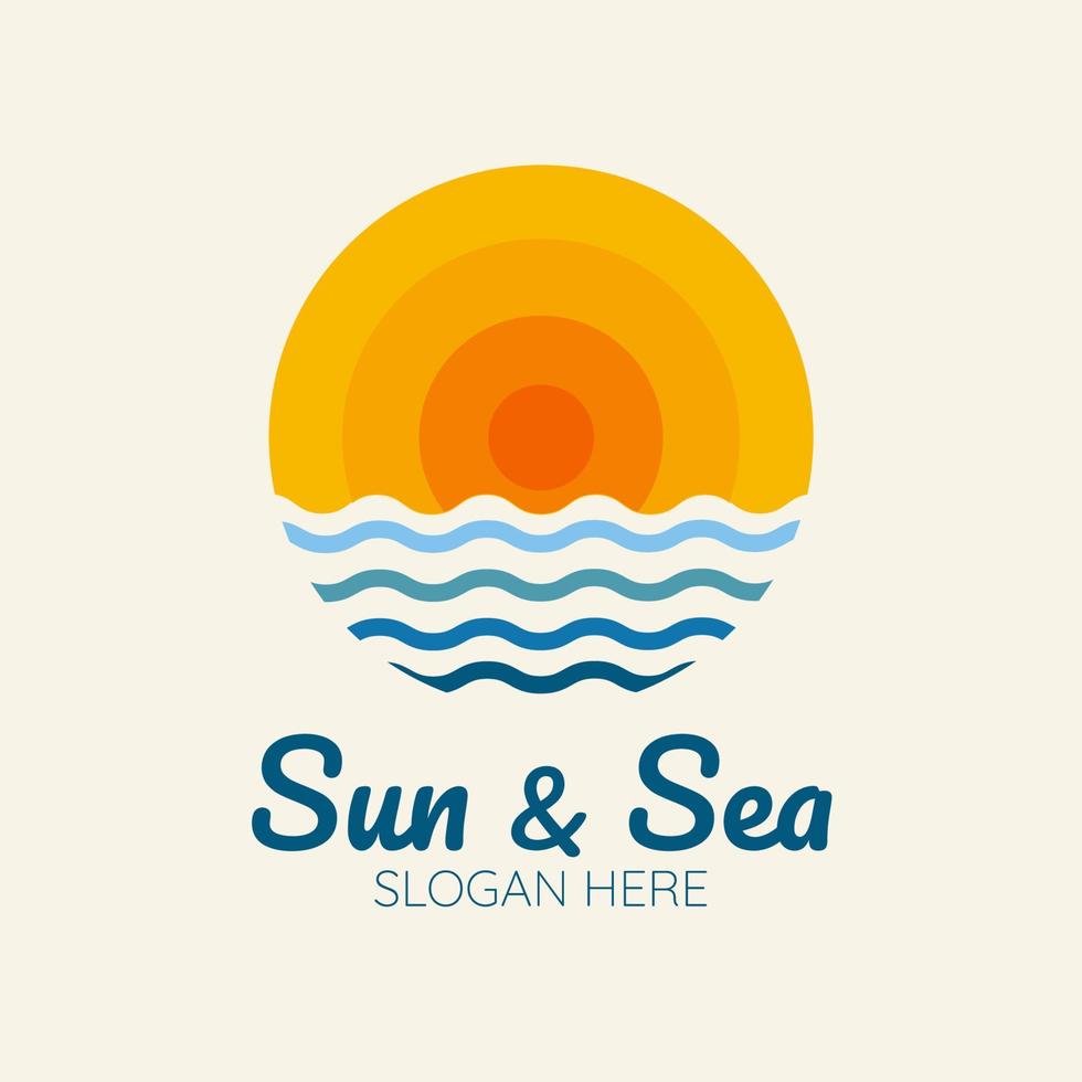 sun and sea logo vector