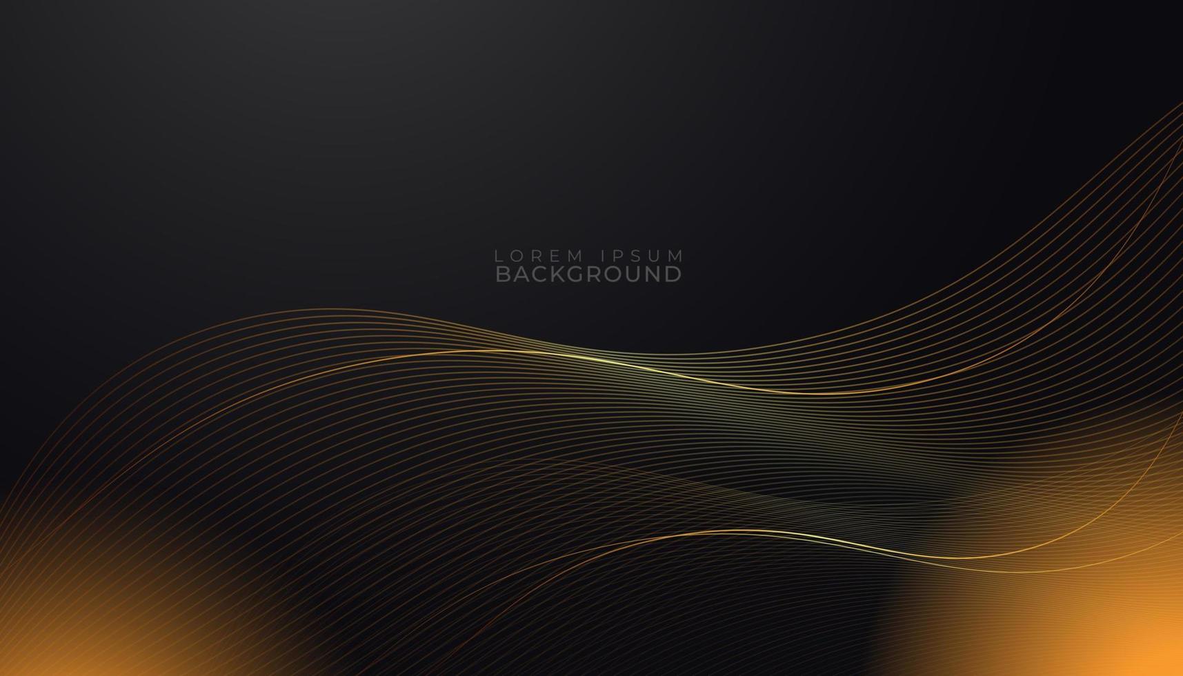 Dark background with wavy golden lines vector