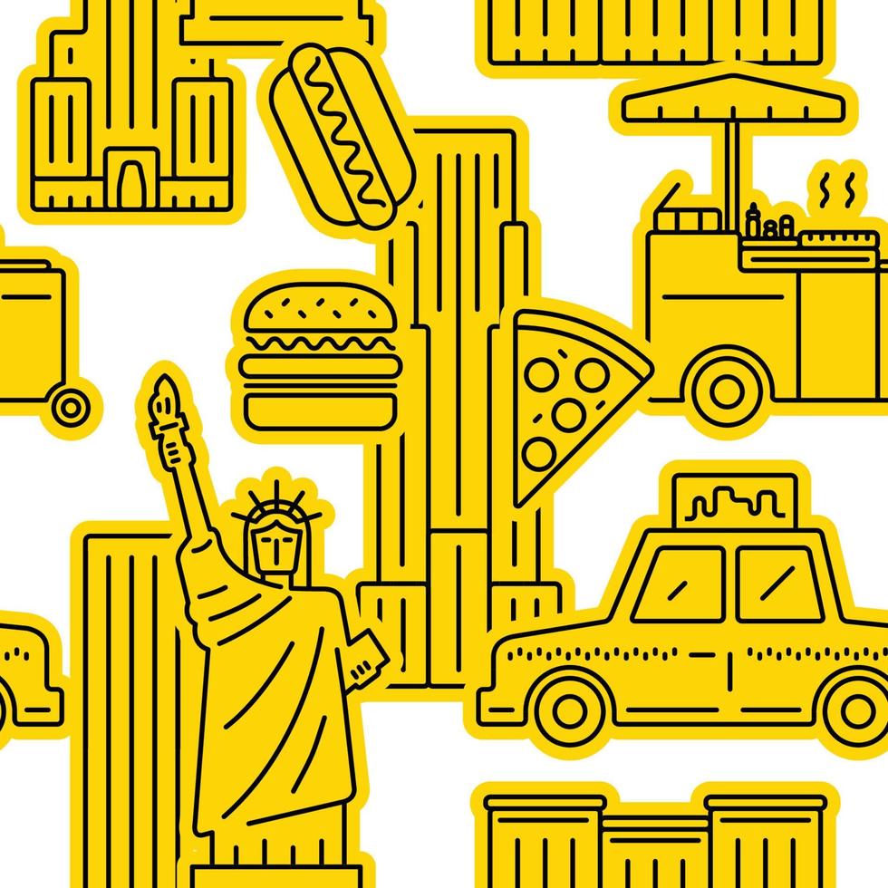 patrón de vector transparente amarillo de la ciudad de nueva york