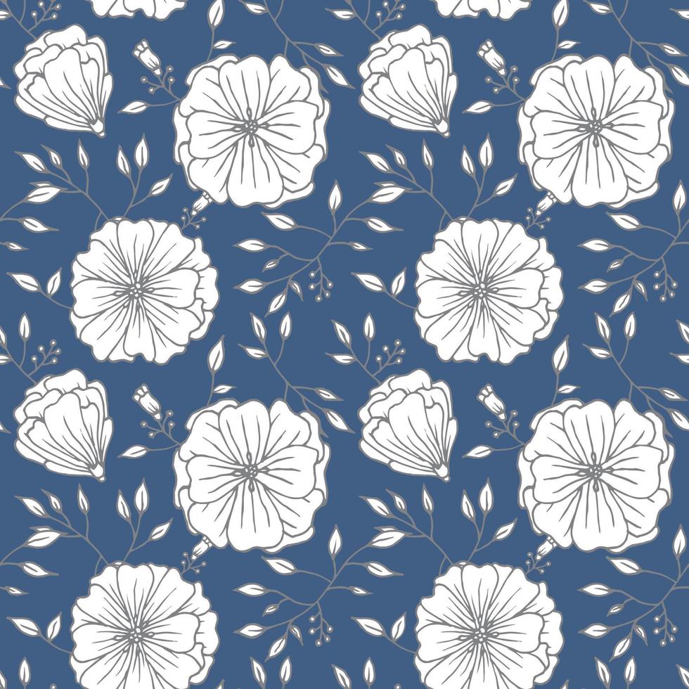 Seamless vintage flower vector pattern