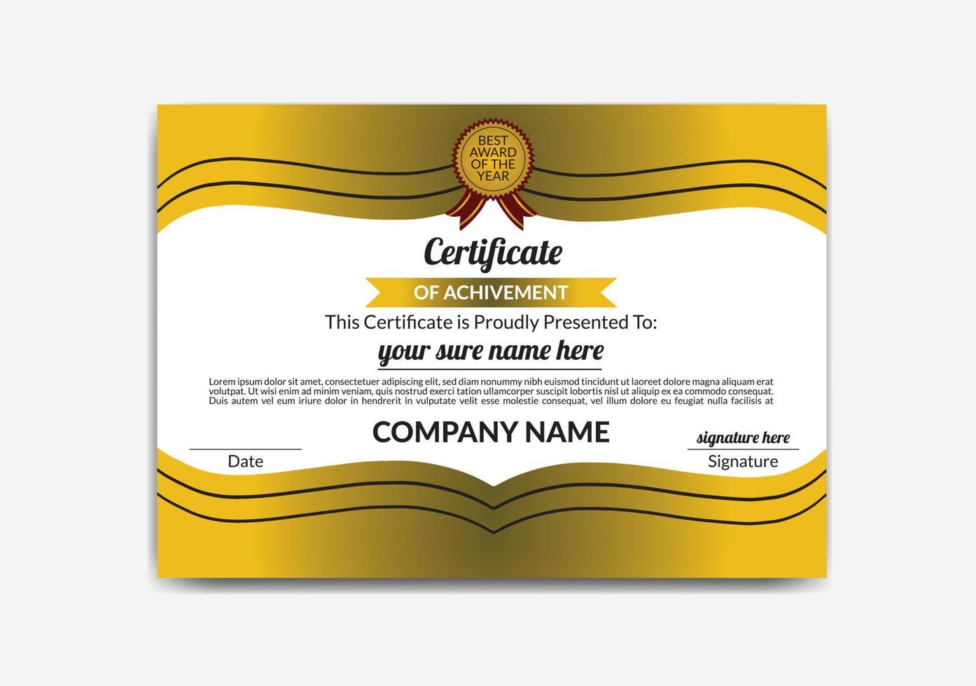 Modern, Creative, Eye catching and Professional Landscape Certificate of appreciation Flyer Template Design with colorful shape vector