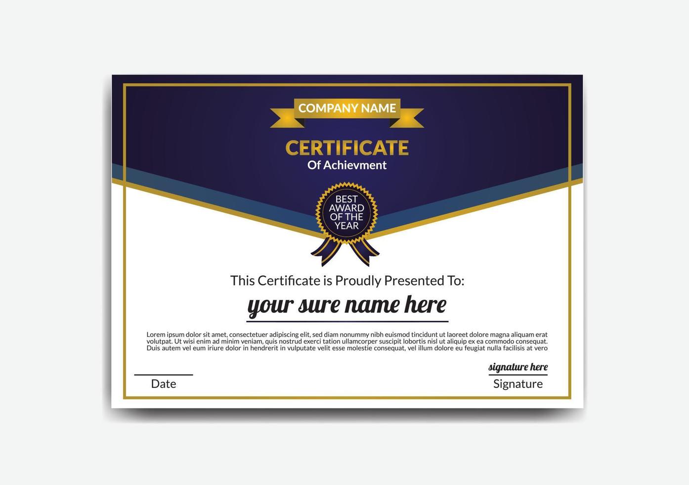 Modern, Creative, Eye catching and Professional Landscape Certificate of appreciation Flyer Template Design with colorful shape vector