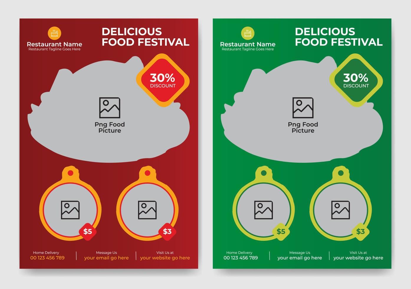 Modern, Creative, Eye Catching and Professional Restaurant Food Flyer Template Design with Triangle and Circle Layout Vector