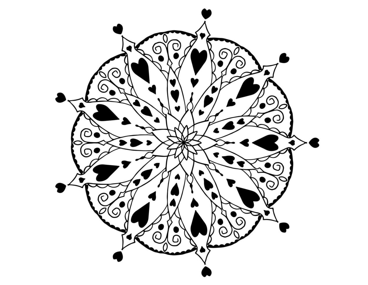 diseño de arte mandala en blanco y negro, real, vendimia vector