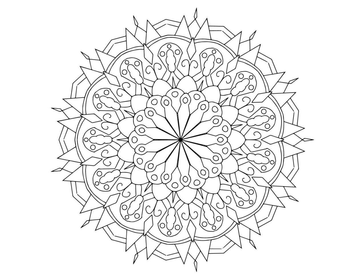 arte mandala, blanco y negro, diseño real, arte de la página para colorear, vintage vector