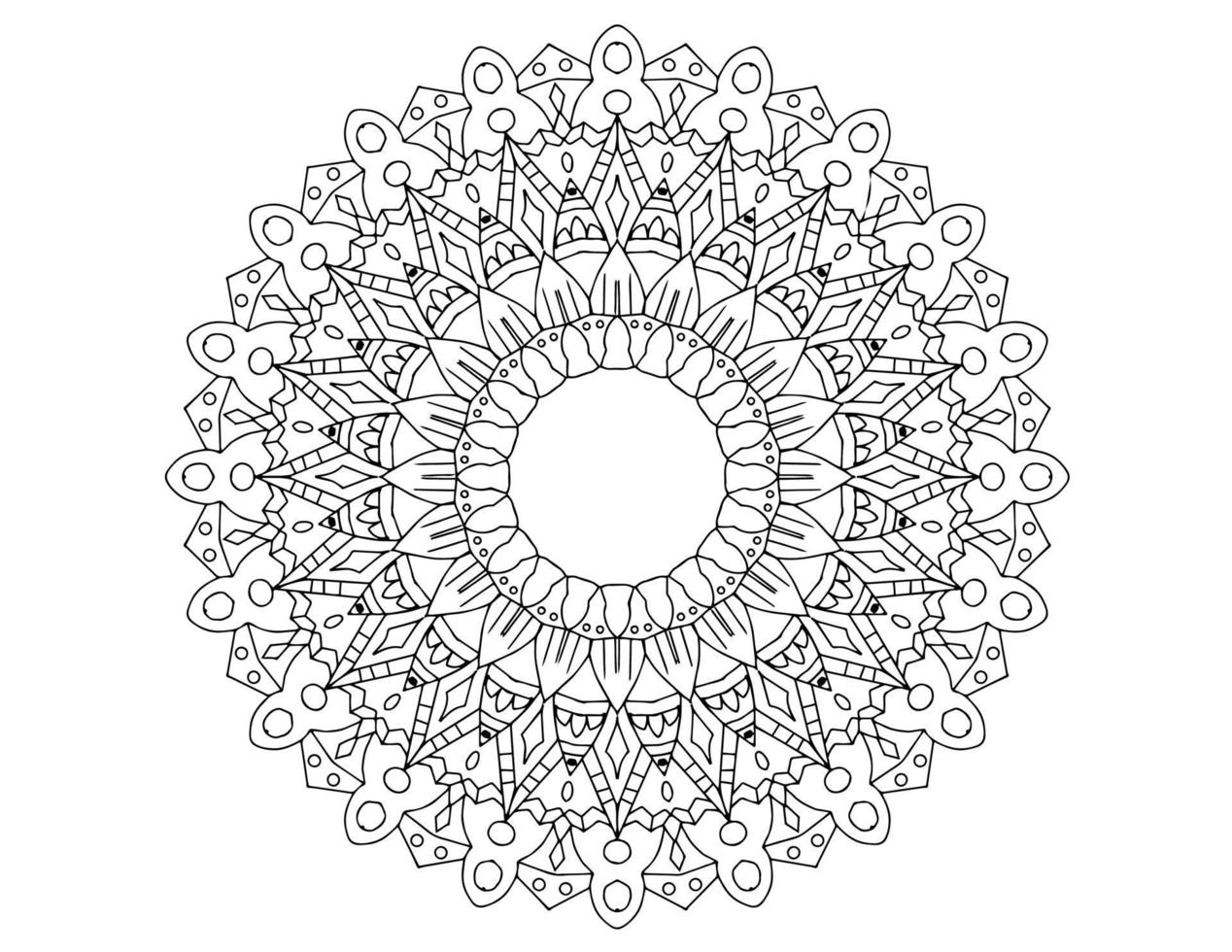 arte mandala, blanco y negro, diseño real, arte de la página para colorear, vintage vector