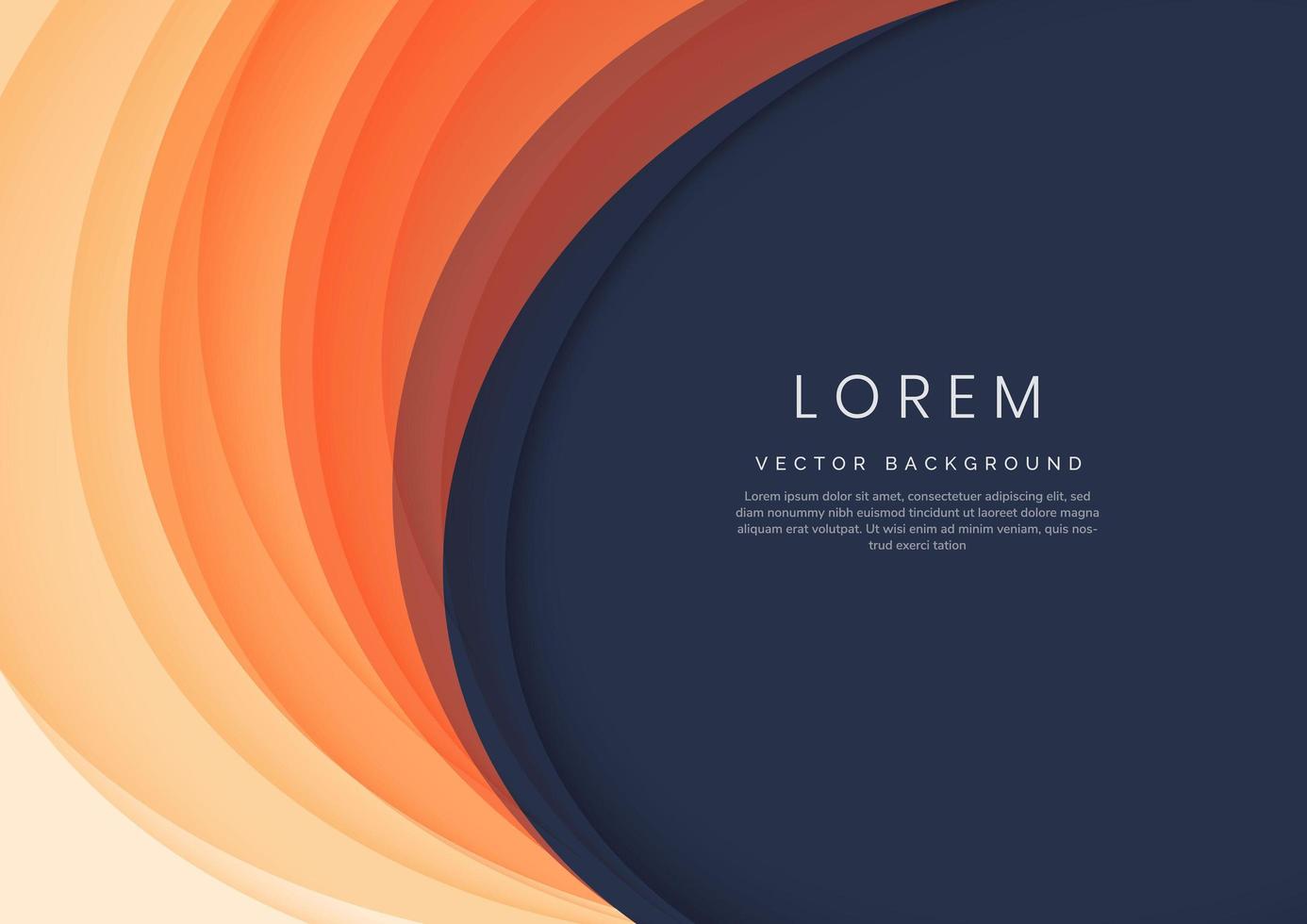 Abstract template orange layer circles curve overlapping on dark blue background with copy space for text. vector