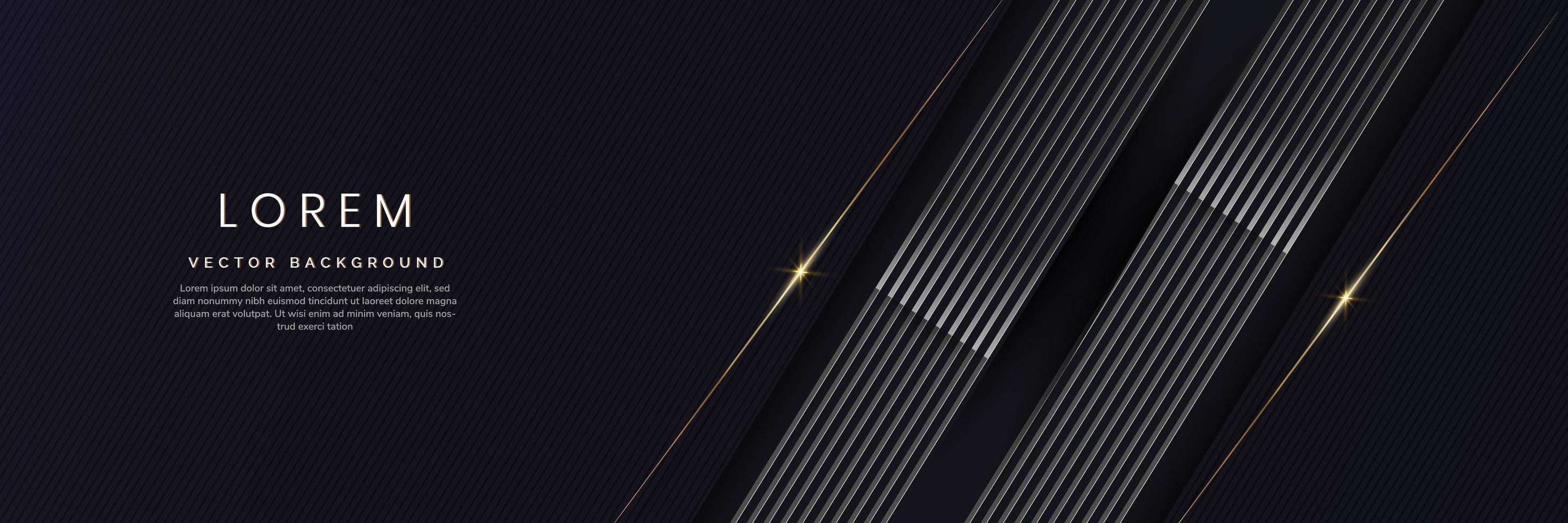 Abstract 3D luxury template shiny dark blue background with lines golden glowing. vector