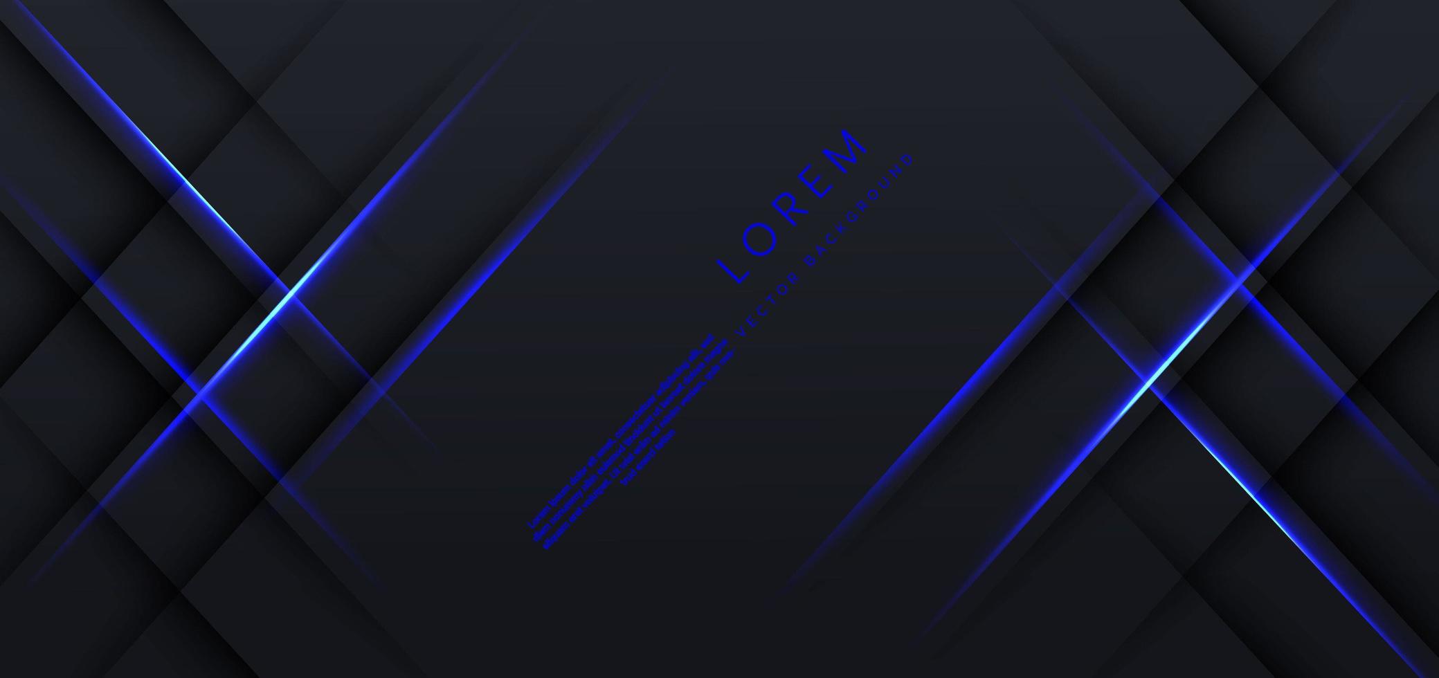 Abstract black background with diagonal geometric glowing blue effect lines. vector