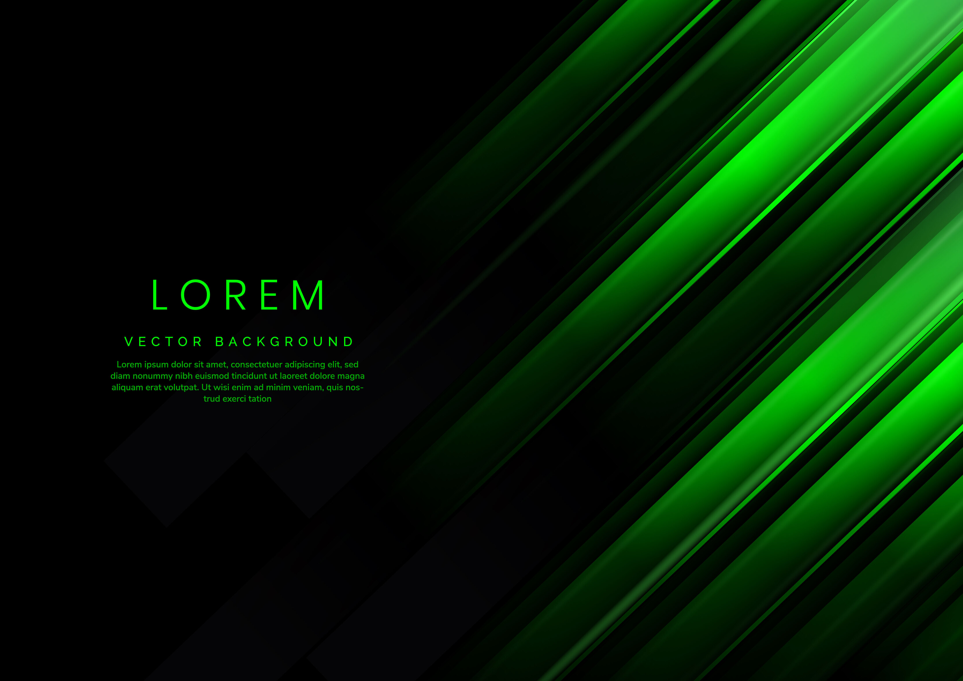 Abstract green gradient geometric diagonal overlapping on black