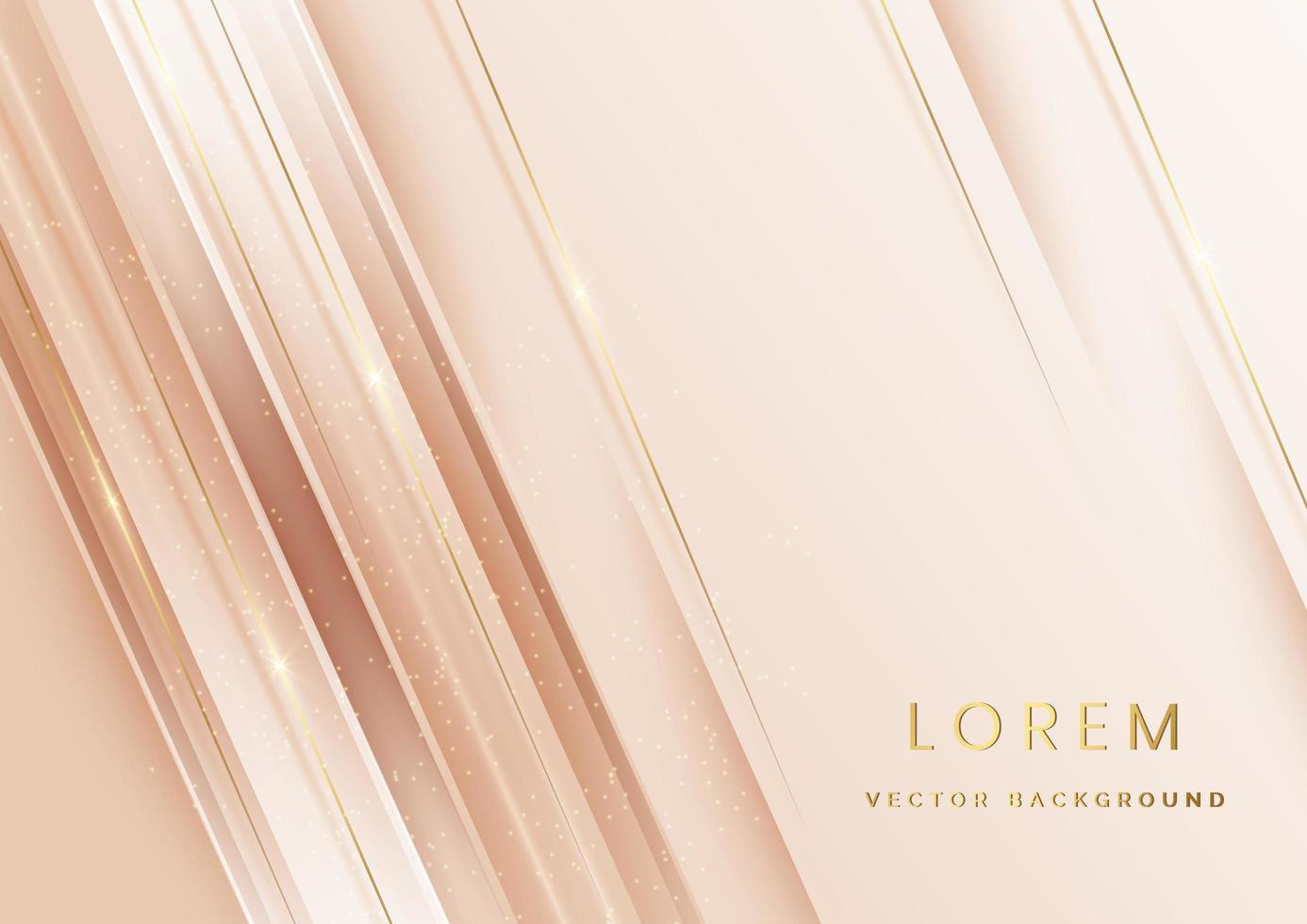 Luxury abstrct 3d template design with golden diagonal lines sparkle on white soft brown background. vector