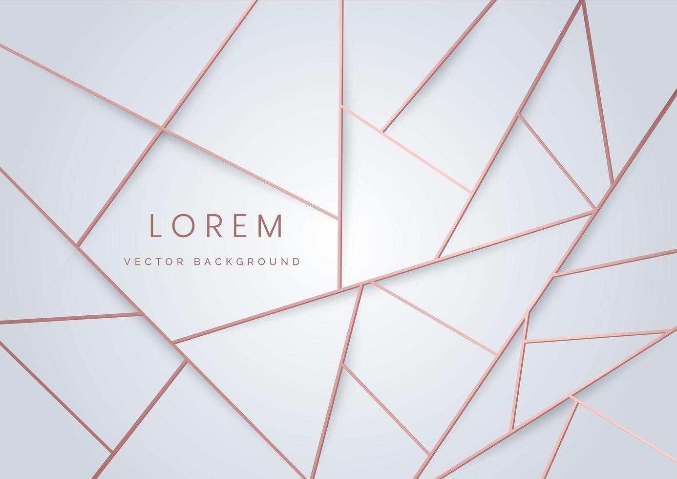 Abstract luxury rose gold geometric triangles line on white background with space for text. vector