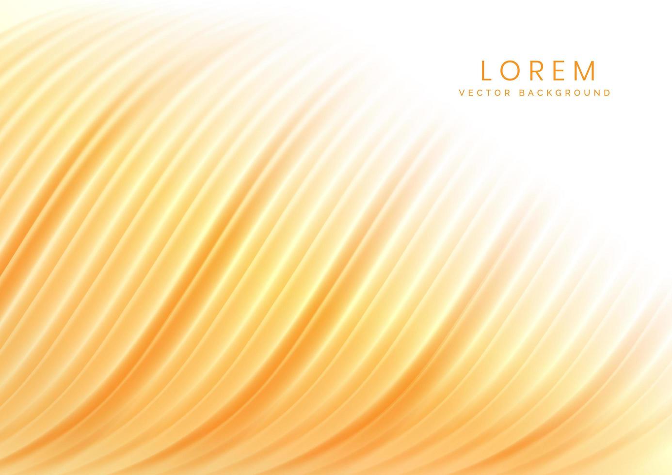 Yellow and orange curved wavy curtain backgroung and texure. Minimal scecne studo room. vector