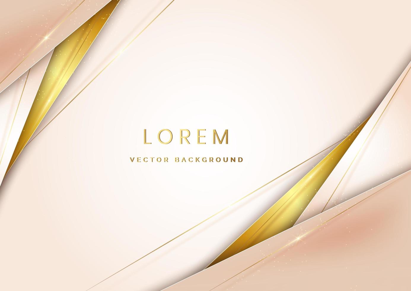 Luxury abstrct 3d template design with golden diagonal lines sparkle on white soft brown background. vector
