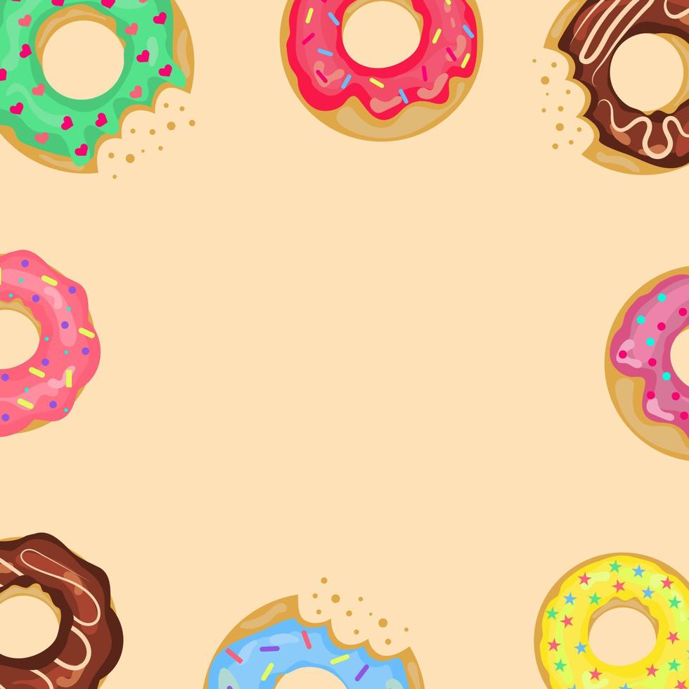 Fondo de donas dulces. lugar para su texto. vector