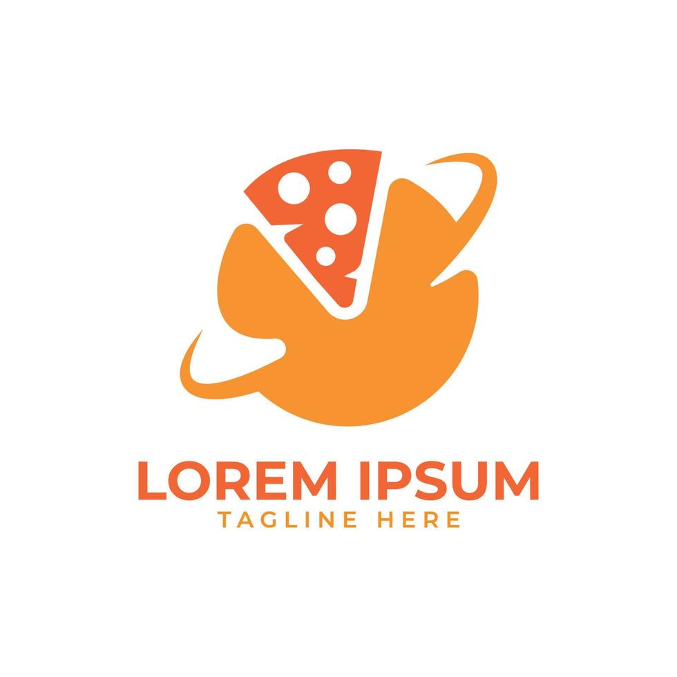 pizza globe logo design template free vector
