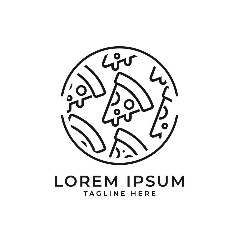 pizza line art minimal logo design free vector