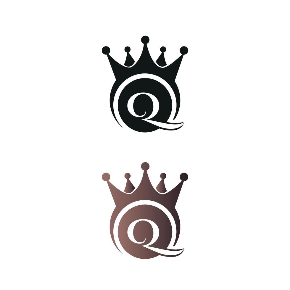 Plantilla de vector de logotipo de letra de corona de lujo marca q