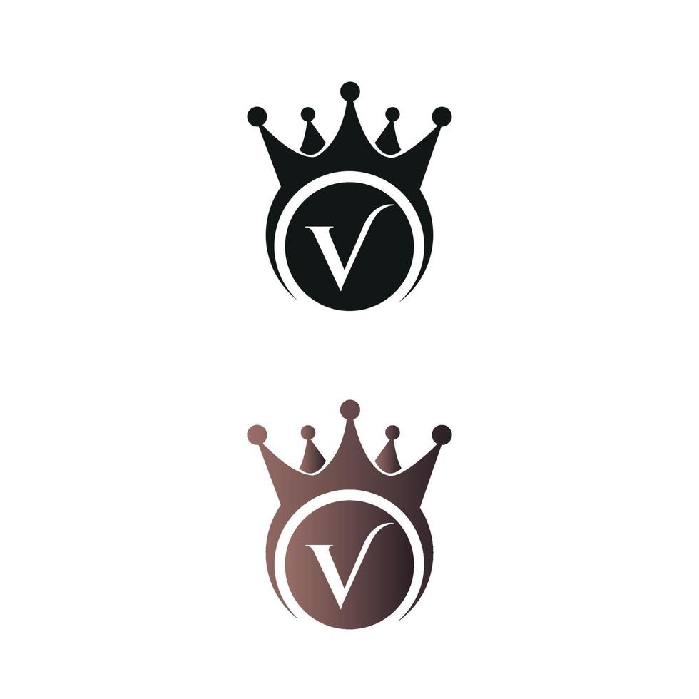 luxury crown letter mark V letter logo vector template