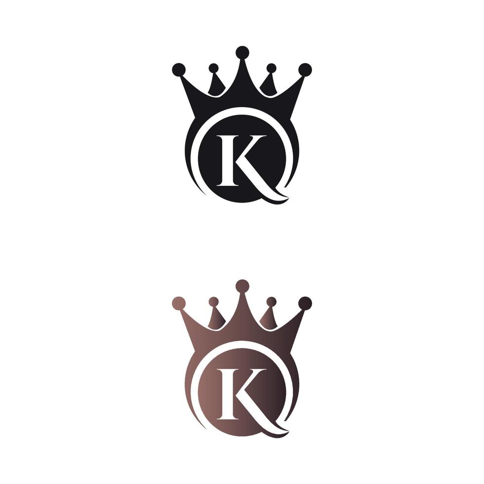 Plantilla de vector de logotipo de letra de corona de lujo marca k