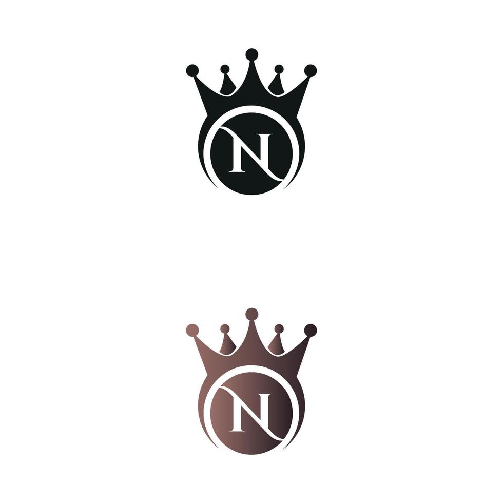 luxury crown letter mark N letter logo vector template