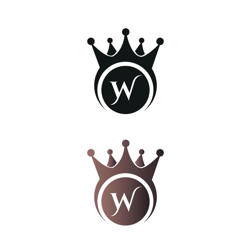 Plantilla de vector de logotipo de letra de corona de lujo marca w