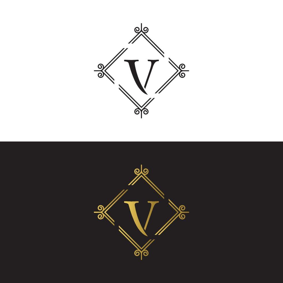 Plantilla de vector de diseño de logotipo de marca de letra v de lujo