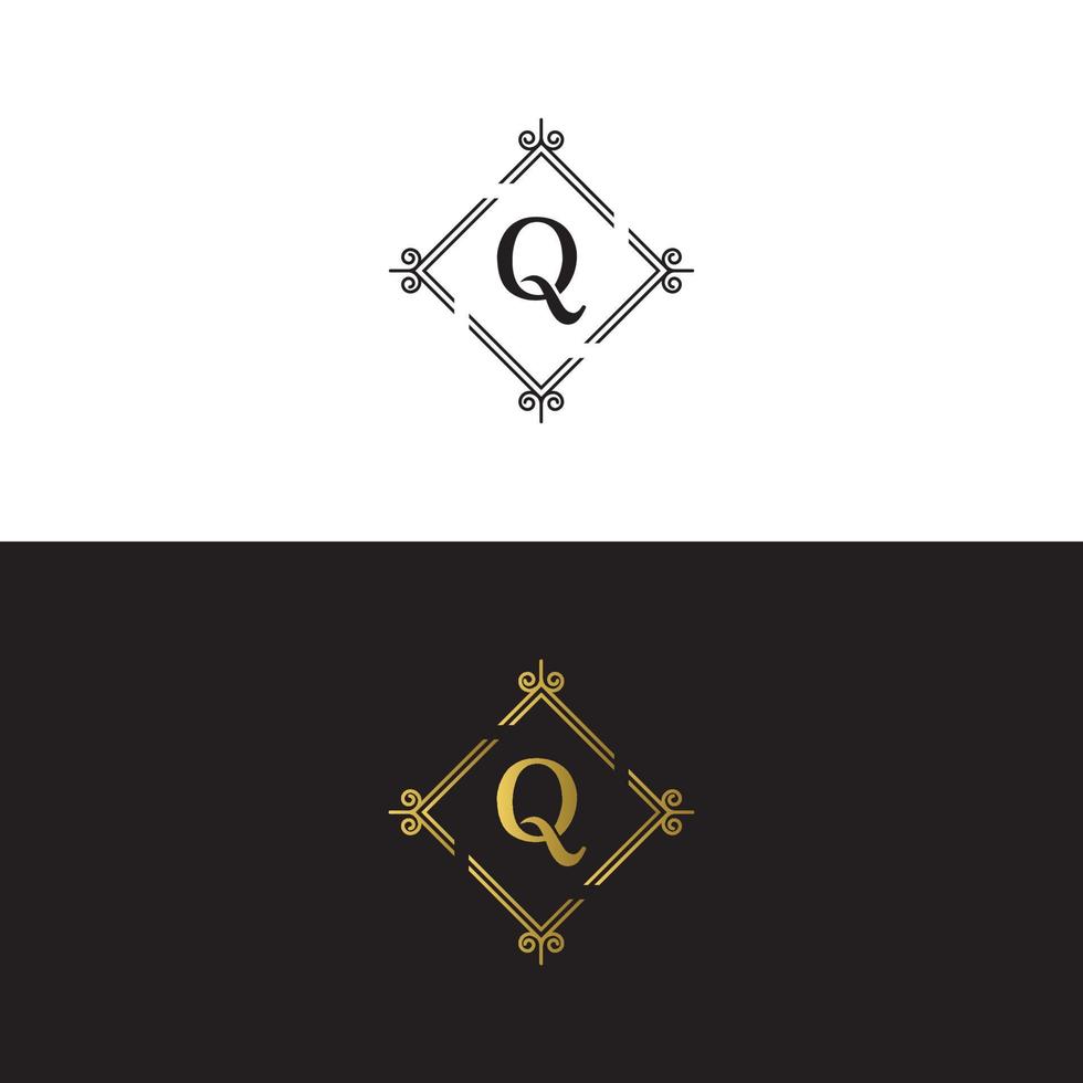 Plantilla de vector de diseño de logotipo de marca de letra q de lujo