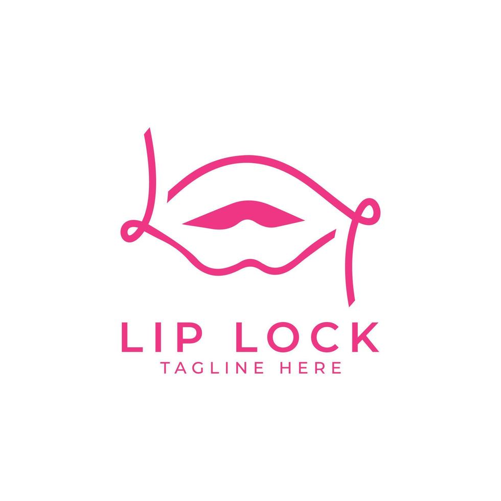 lip lock beauty fashion logo design line art free vector