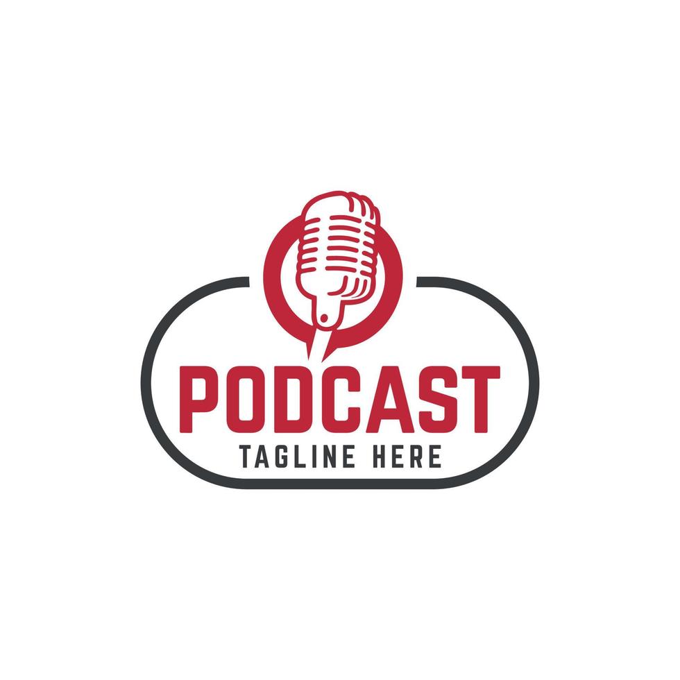 podcast service logo design template free vector