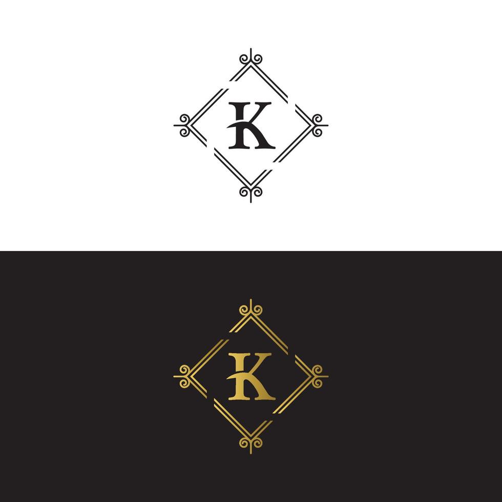 Plantilla de vector de diseño de logotipo de marca de letra k de lujo